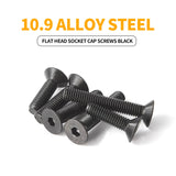 Cicidorai M8 x 30 mm, 35 mm, 40 mm, 45 mm, 50 mm, cabeza plana hexagonal tornillos avellanados, acero de aleación de grado 10.9, acabado de óxido negro, totalmente roscado, unidad hexagonal métrica Allen Kit surtido 25 piezas