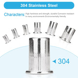 Vmuter - Tuerca de remache de 5/16"-18, 50 piezas de acero inoxidable 304 con cabeza plana