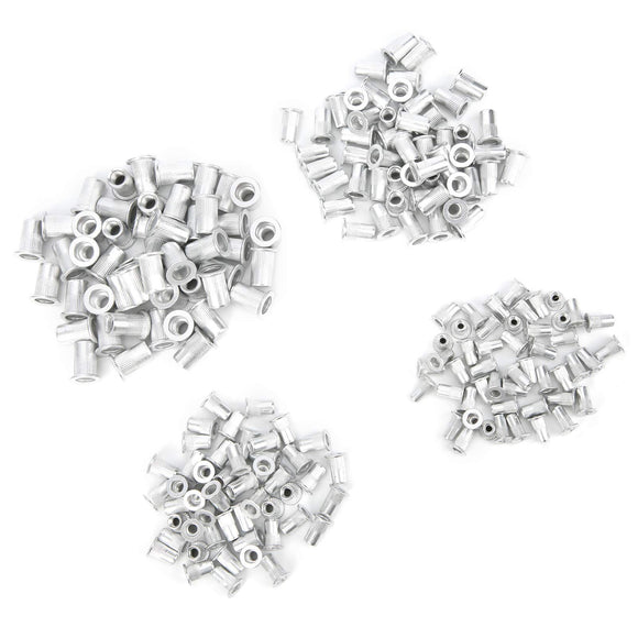 Tuercas remachables, 200 piezas Kit surtido de tuercas remachables, tuercas de inserción roscadas de cabeza plana de aluminio, juego de combinación M3/M4/M5/M6 de grano vertical empaquetado,Tuerca