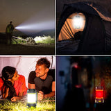 Linterna de Cámping Recargable USB, 6 modos Lámparas de Mano Súper Brillante Portátil perfecto para acampar,caminar Pesca Emergencia y Más