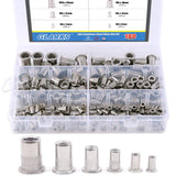 Glarks 180 piezas de acero inoxidable 304 M3 M4 M5 M6 M8 M10 tuerca de remache de cabeza plana con rosca