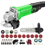 Mini Esmeriladora Angular 2000W,Amoladora Angular Eléctrica con Accesorio para Pulir,Cortar,Motosierra,4 1/2" 110V