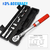Llave Dinamométrica 3/8'', VANPO 5-60 Nm Llave de Torque, Precisión ±3%, 9 Piezas Juego Llaves Vaso con Extensión, Junta Universal, Magnética Vasos de Bujía, Bits, Vasos para Bicicleta, Moto, Coche