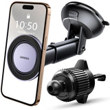 UGREEN Soporte Celular Automóvil MagSafe Multifuncional 3 en 1, Porta Auto Magnética con Gancho y Ventosa para Ventilación Tablero, para iPhone 16 15 14 13 Pro MAX y Todos los Celulares