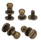 Garosa Juego de 20 Juegos de Tornillos de Remache de 7x5mm, Remache de Clavo de Tornillo de Cobre, Cabeza Redonda, Punto, Tornillo para cinturón de Cuero, Libro de Cuentas, álbum de Fotos(Bronce)