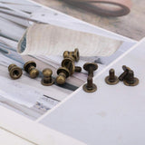 Garosa Juego de 20 Juegos de Tornillos de Remache de 7x5mm, Remache de Clavo de Tornillo de Cobre, Cabeza Redonda, Punto, Tornillo para cinturón de Cuero, Libro de Cuentas, álbum de Fotos(Bronce)
