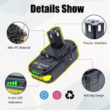FSKE - Paquete de 2 baterías de Litio de 4,0 Ah para Ryobi 18 V batería One+ P108 P102 P103 P104, etc., Totalmente compatibles con Herramientas eléctricas y Cargadores Ryobi de 18 V