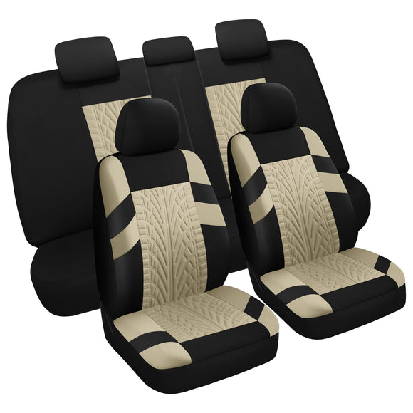 VarCozy Cubiertas de Asiento de automóvil Set Completa, Cubiertas del Asiento Delantero y Cubiertas de Banco traseras divididas para automóvil, Cubiertas de Asiento de Tela Universal para SUV