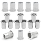 Qjaiune - 50 tuercas de remache roscadas de acero inoxidable M6, remaches de cabeza plana M6-1,0 mm, tornillos de tuerca moleteados, tuerca ciega