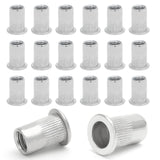 Qjaiune - 50 tuercas de remache roscadas de acero inoxidable M6, remaches de cabeza plana M6-1,0 mm, tornillos de tuerca moleteados, tuerca ciega