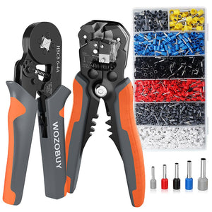 WOZOBUY Juego de Crimpadora de Alambre,Pinza Ponchadora De Terminales Pinzas Pelacables 2000Pcs 0.25-10mm²Terminales para Cables Eléctricos,Crimpadora de Ferrules