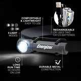 Energizer - Faro LED recargable X1000, ultra brillante IPX4 resistente al agua, modo turbo de 1000 lúmenes, faro para exteriores, emergencia de corte de energía, (cable USB incluido)