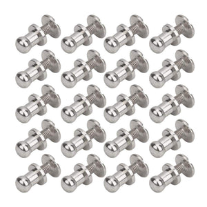 Garosa 20 Juegos de Tornillos de Remache de 7x5mm, Remache de Clavo de Tornillo de Cobre, Cabeza Redonda, Punto, Tornillo para cinturón de Cuero(Plata)