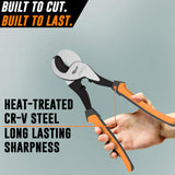 Mutt Tools - Cortadores de cables resistentes de 10 pulgadas para cable eléctrico, tijeras de cables profesionales para cobre y aluminio, corta hasta 2/0 cables, cortador de cables con agarre