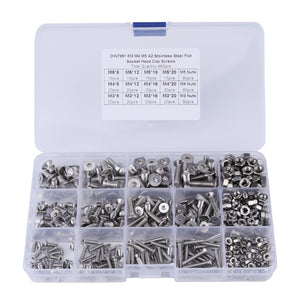 Paquete de 440 piezas M3 M4 M5 Tornillos hexagonales de cabeza plana y tuercas hexagonales para el kit de surtido de sujetadores de máquinas