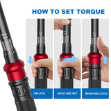 SUERCUP Llave Dinamométrica De 1/2 Pulgada - 10-170 Ft.Lb/13,6-230,5 Nm, Llave Dinamométrica De 72 Dientes Ajustable De Doble Dirección Con Hebilla Para Mantenimiento De Bicicletas, Motocicletas Y Aut
