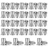 Worldity - Juego de 150 tuercas de remache de acero inoxidable de 1/4"-20, insertos roscados de cabeza plana con cuerpo moleteado para metal, tuercas de hardware duraderas para un cierre seguro