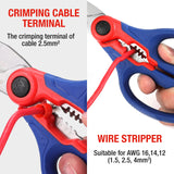 WORKPRO - Tijeras de acero inoxidable, tijeras de electricista profesional de 6.4 pulgadas con pelacables para cable suave (no aptas para uso en buceo)