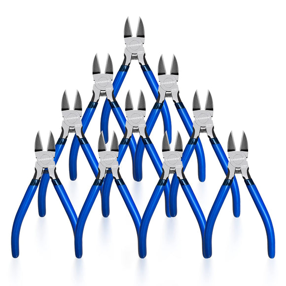 KAIHAOWIN Juego de 10 Cortadores de alambre diagonales de 6 pulgadas, Alicates de corte ultra afilados para manualidades, Cortador de alambre floral con carga de resorte, Perfecto para hacer joyas y hacer a mano