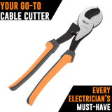 Mutt Tools - Cortadores de cables resistentes de 10 pulgadas para cable eléctrico, tijeras de cables profesionales para cobre y aluminio, corta hasta 2/0 cables, cortador de cables con agarre