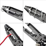 TOOLEAGUE 9 en 1 herramienta pelacables, cortadores de cables, alicates multifuncionales de punta de aguja C-RV para pelar cables eléctricos, corte y crimpado