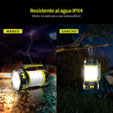 QIKKOP 2 Piezas Linterna de Cámping Recargable 6 Modos LED, Antorcha Lámpara Luces de Trabajo Farol de Cámping Resistente al Agua con Cable USB para Senderismo Pesca Emergencia y Más