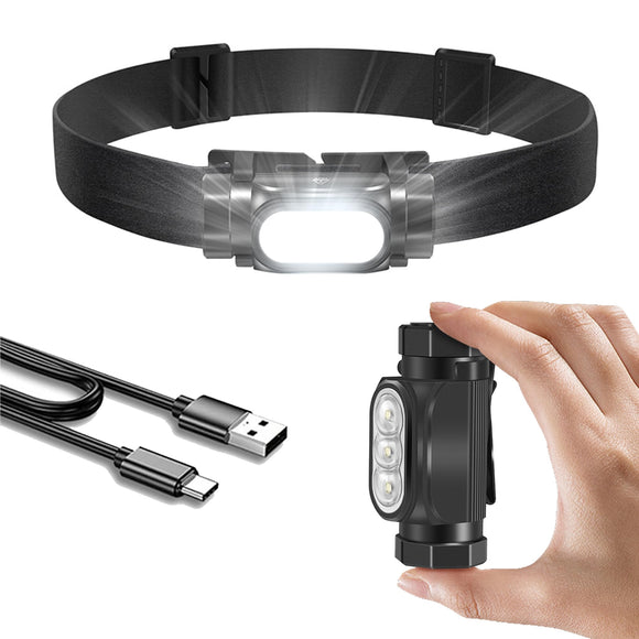 BYASKZIV Lampara Cabeza, Linterna de Cabeza IP68 Recargable, Resistencia a Caídas de 1,5 m Headlamp, Linterna Multifunción de 6 Modos, Linterna Frontal USB