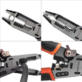 TOOLEAGUE 9 en 1 herramienta pelacables, cortadores de cables, alicates multifuncionales de punta de aguja C-RV para pelar cables eléctricos, corte y crimpado