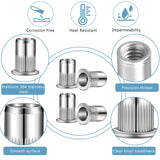 Worldity - Juego de 150 tuercas de remache de acero inoxidable de 1/4"-20, insertos roscados de cabeza plana con cuerpo moleteado para metal, tuercas de hardware duraderas para un cierre seguro