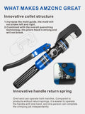 AMZCNC - Herramienta de prensado hidráulico y cortador de cables, crimpadora hidráulica de lengüetas de cable 8 toneladas de EE. UU. 12 AWG a 00 (2/0) kit de herramientas de cable de terminal