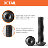 M8-Tornillos de cabeza de botón de 1,25 x 50 mm, tornillos de cabeza de botón, accionamiento de enchufe Allen métrico, acabado de óxido negro, acero de aleación de grado 10,9, completamente roscado, cantidad 10