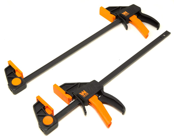 WEN CLR122 Abrazaderas y esparcidores de barra de acero resistentes de 12 pulgadas con garganta de 2.3 pulgadas, paquete de dos, negro