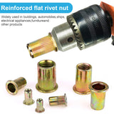 Vmuter - Tuercas de remache, 50 piezas de 5/16"-18 UNC, tuerca de inserción roscada de cabeza plana de acero al carbono, tuercas de cuerpo moleteado