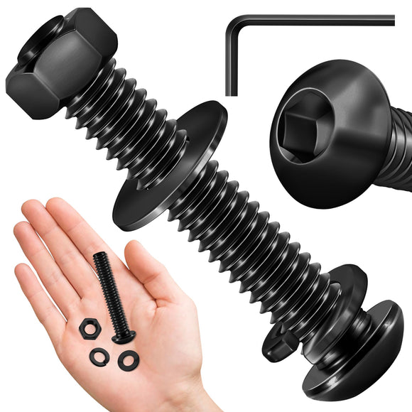 Mywish - Juego de 20 tornillos de tornillo de 1/4-20 x 1-1/2 pulgadas, tornillos de cabeza de botón de 1-1/2 pulgadas, tuercas y pernos de acero inoxidable 304, tornillos Allen 18-8, kit surtido de