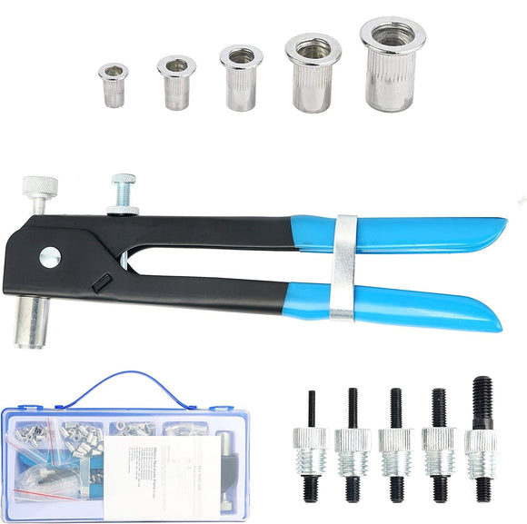 Juego de 86 tuercas de remache ciego resistente, herramienta de remachar, pistola de tuerca de remache, remachadora de mano de rosca, herramienta de inserción roscada para pistola de remache,