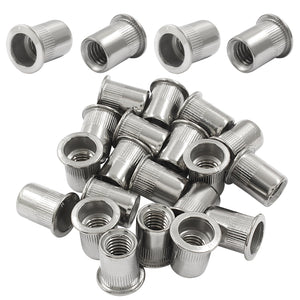 Cionyce - 20 tuercas de remache de 3/8 pulgadas - 16 UNC - Tuerca de inserción roscada de cabeza plana de aleación de aluminio para mejorar el rendimiento y la durabilidad