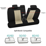 VarCozy Cubiertas de Asiento de automóvil Set Completa, Cubiertas del Asiento Delantero y Cubiertas de Banco traseras divididas para automóvil, Cubiertas de Asiento de Tela Universal para SUV