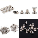 200 Unids Remaches De Cuero Tapa Doble Remache Tacos De Metal Tubulares Con 3 Kit De Herramientas De Fijación Para El Arte De Cuero Álbum De Fotos De Reparación Decoración M5x6mm