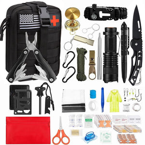 NANWEI Kit de Supervivencia, Kit de Supervivencia de 118 Piezas Profesional, con Brújula, Chubasqueros, Camping Accesorios para Aventuras de Camping