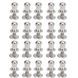 Garosa 20 Juegos de Tornillos de Remache de 7x5mm, Remache de Clavo de Tornillo de Cobre, Cabeza Redonda, Punto, Tornillo para cinturón de Cuero(Plata)