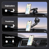 UGREEN Soporte Celular Automóvil MagSafe Multifuncional 3 en 1, Porta Auto Magnética con Gancho y Ventosa para Ventilación Tablero, para iPhone 16 15 14 13 Pro MAX y Todos los Celulares