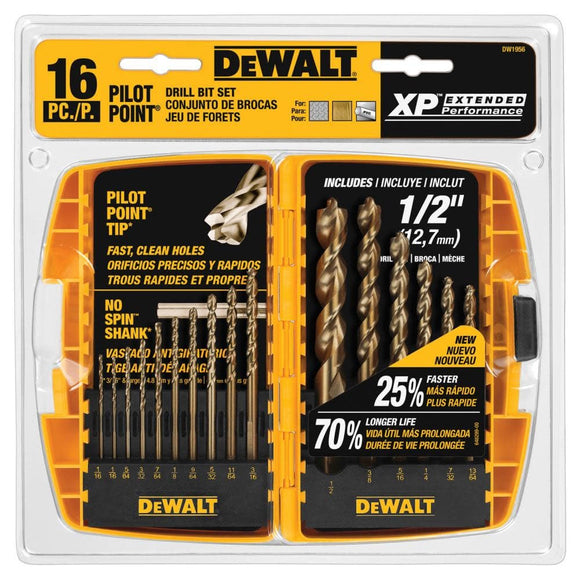 Set 16 Brocas HSS Punta Piloto Recubrimiento Gold Ferrous