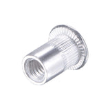 uxcell Tuercas de remache M6 de aleación de aluminio moleteado cabeza plana rosca tuerca plata 100 piezas