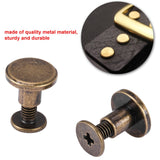 20 juegos de 5 mm 6.5 mm 8 mm Kit surtido de latón Tornillos Postes de metal Botón de remache de clavo para DIY Decoración de cuero Encuadernación Ranurado Tornillo de cabeza plana (6.5 mm)
