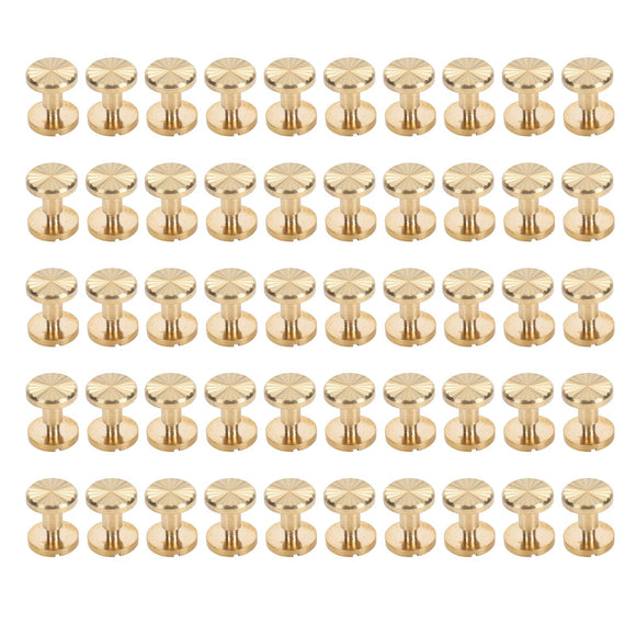 Remaches de Encuadernación, Juego de Remaches de Tornillo de Cabeza Plana Multiusos 50 Juegos Acabado Brillante Uso Conveniente para Manualidades de Cuero Proyectos de Bricolaje
