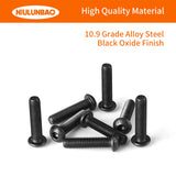 NIULUNBAO Tornillos de cabeza de botón M5-0.8 x 45 mm, tornillos de cabeza de botón, acero de aleación de grado 10.9, métrico, acabado de óxido negro, totalmente roscado, llave hexagonal Allen, 25 unidades