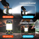 QIKKOP 2 Piezas Linterna de Cámping Recargable 6 Modos LED, Antorcha Lámpara Luces de Trabajo Farol de Cámping Resistente al Agua con Cable USB para Senderismo Pesca Emergencia y Más