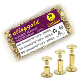 Alloygold Juego de 75 tornillos de encuadernación dorados Chicago surtidos, 3 tamaños de tornillo redondo de cabeza plana, remache de clavo, botón Chicago para manualidades, decoración de cuero, encuadernación (M5 x 6, 10, 12)