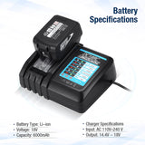 Paquete de 2 baterías LXT de 6,0 Ah 18 V + cargador de batería DC18RC Li-Ion para baterías Makita de 18 V BL1830 BL1840 BL1850 BL1815 BL1840 BL1860 para batería Makita