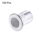uxcell Tuercas de remache M6 de aleación de aluminio moleteado cabeza plana rosca tuerca plata 100 piezas